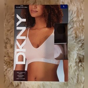 DKNY Women's 2-Pack Seamless Bra, Black/Sand Beige,SZ: L  Adjustable